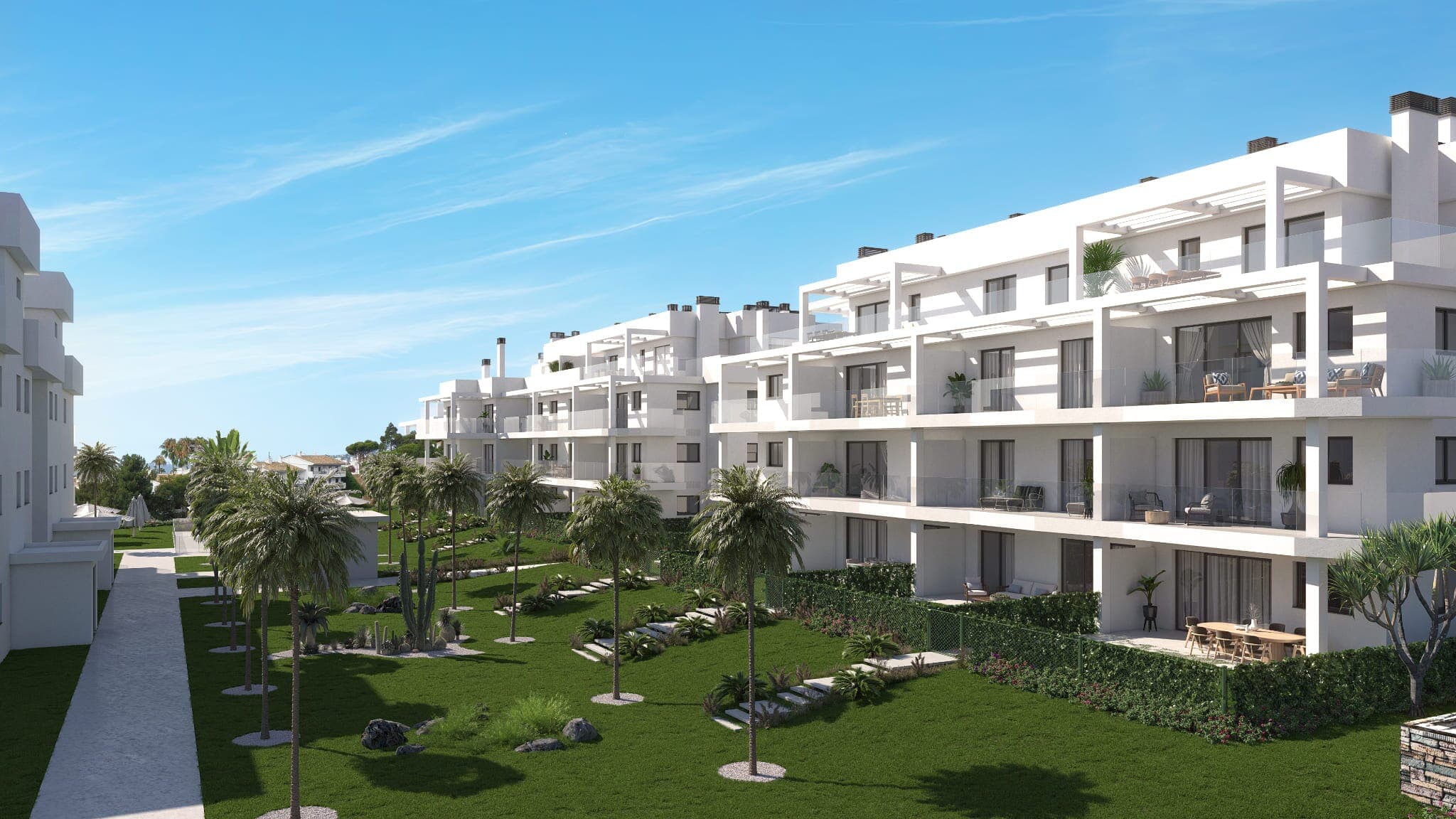 Helle Küstenapartments mit Annehmlichkeiten im Resort-Stil im Herzen von Mijas Costa