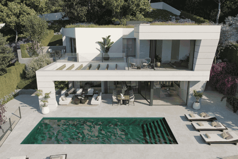 Brandneue Luxusvilla in Pinares Hills Málaga mit Meerblick, Infinity-Pool und modernem Design.